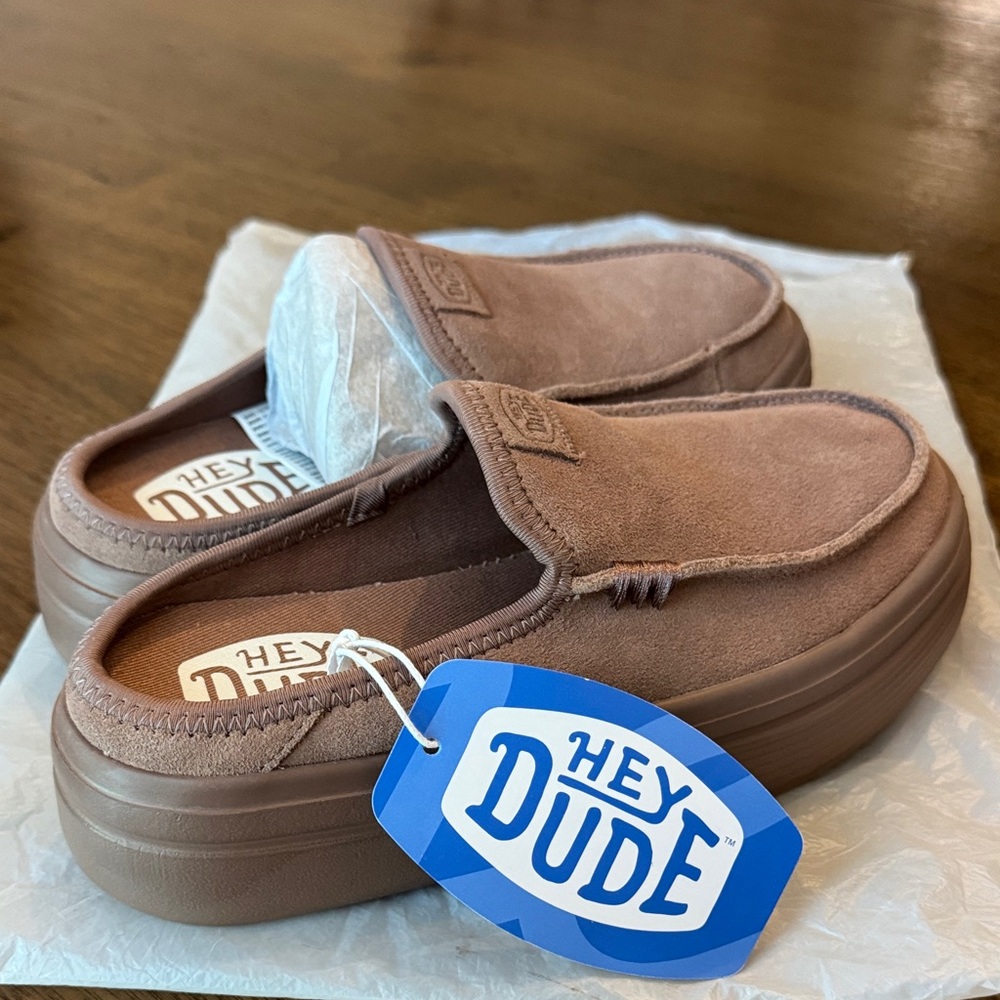 Hey Dude Women’s Suede Slip-On Shoes in Light Brown - Picture 7 of 7